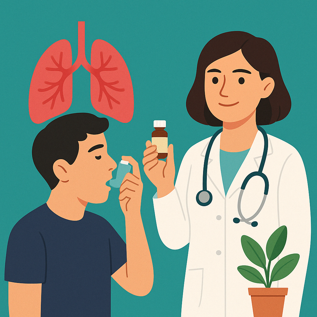 Homeopathic treatment for asthma and respiratory conditions illustration